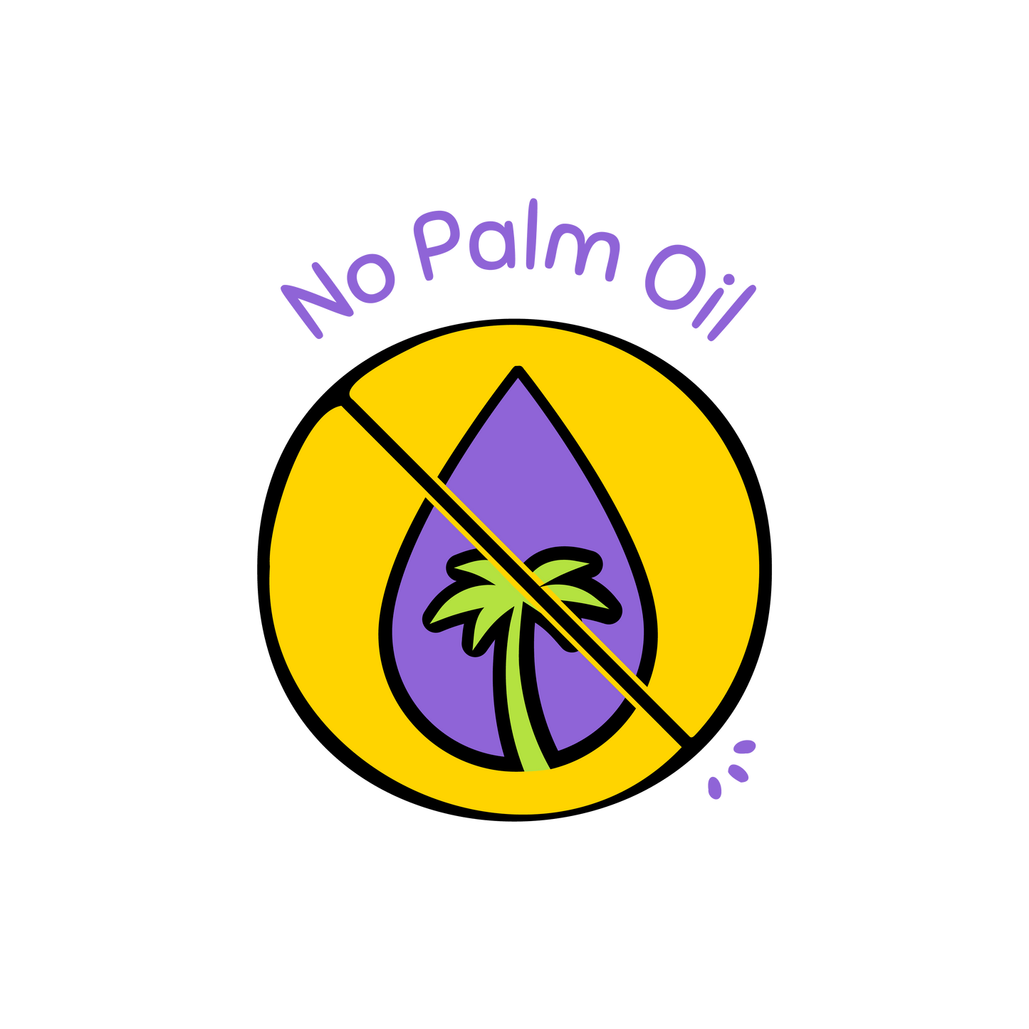 No Palm Oil symbol with a palm tree on a blue background